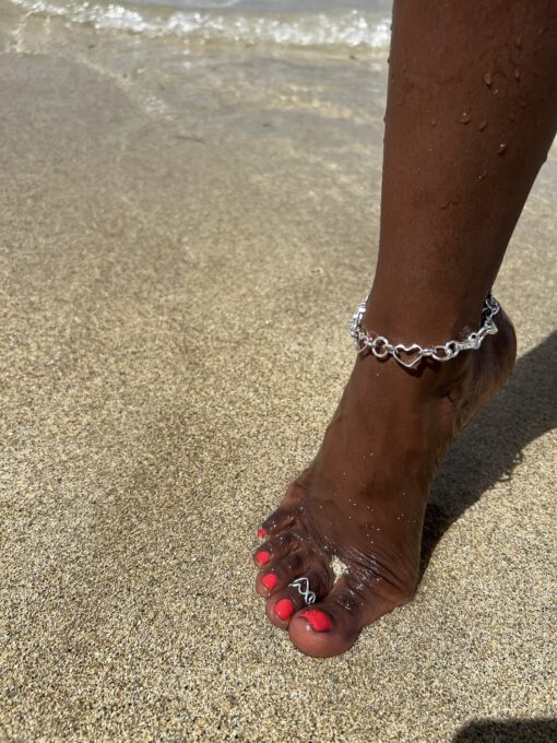 Endless Love Chain Link Heart Anklet - Image 2